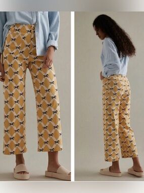 Anthropologie Maeve The Colette Cropped Pant Yellow Horse Print 30 NWT RARE